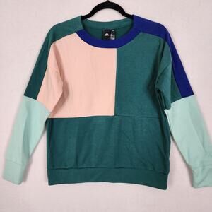 Adidas Colorblock Sweater Sweatshirt Pullover Logo Pink Green Blue Size Small